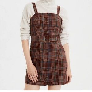American Eagle Plaid Button Front Mini Dress XS A-Line‎ Casual Fall Dress